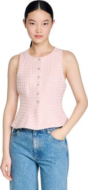 SANDRO Beaded check tweed jacket