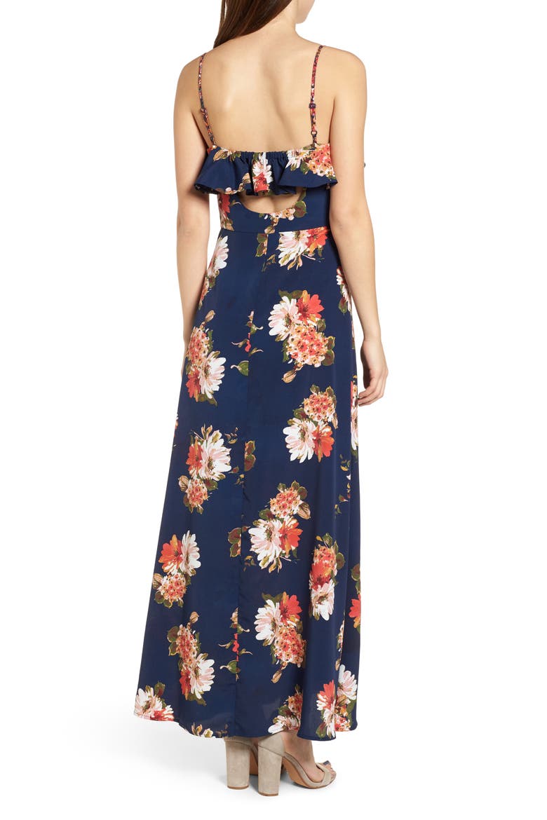 Floral Maxi Dress, Alternate, color, NAVY CORAL