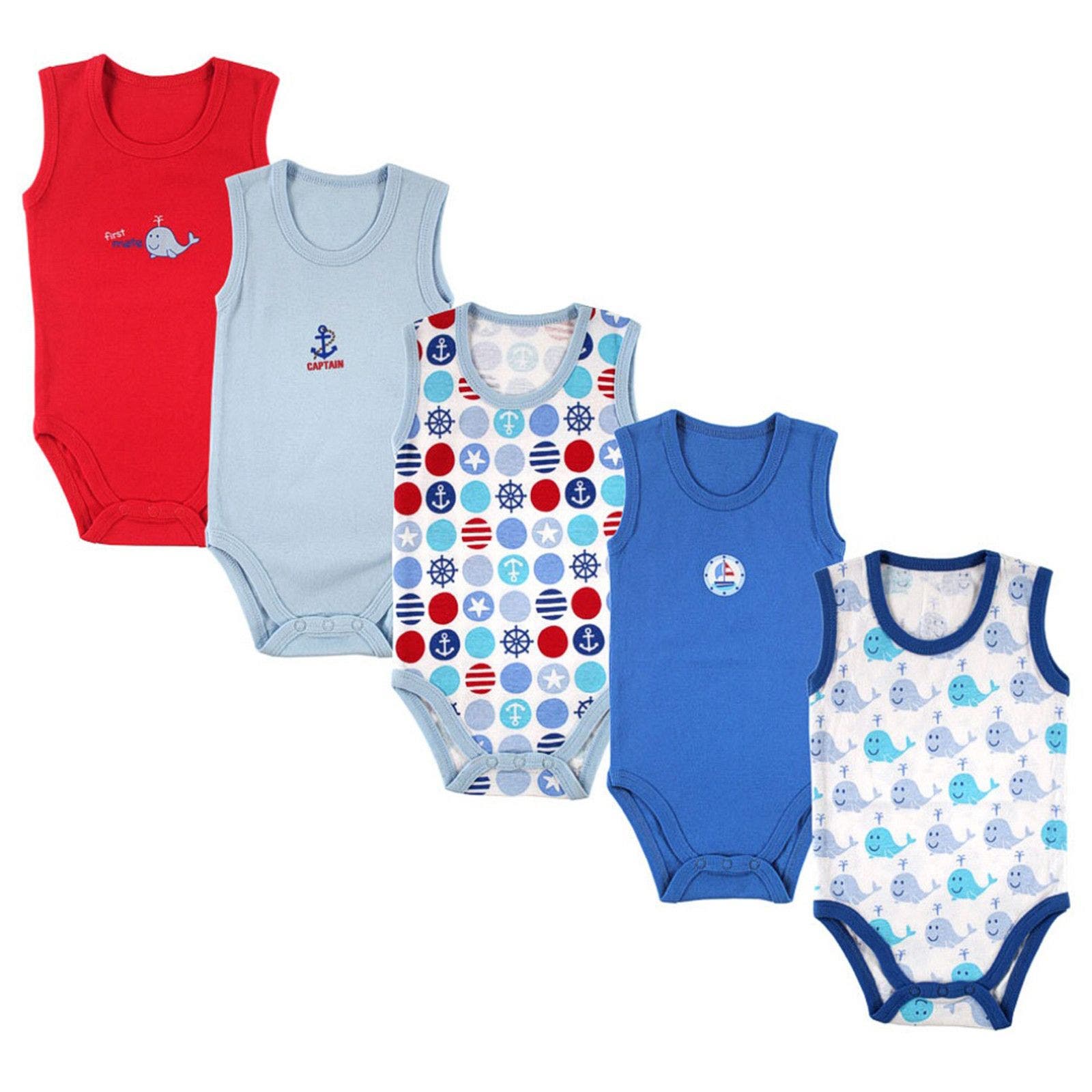 Sleeveless Cotton Snap Crotch Undershirts (set Of 5)