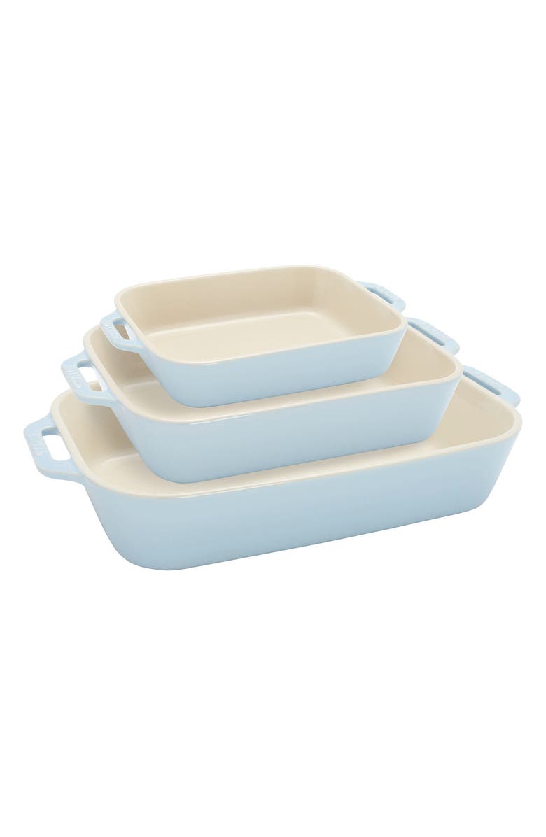 Staub 3-Piece Ceramic Mixed Baking Dishes, Main, color, Blue