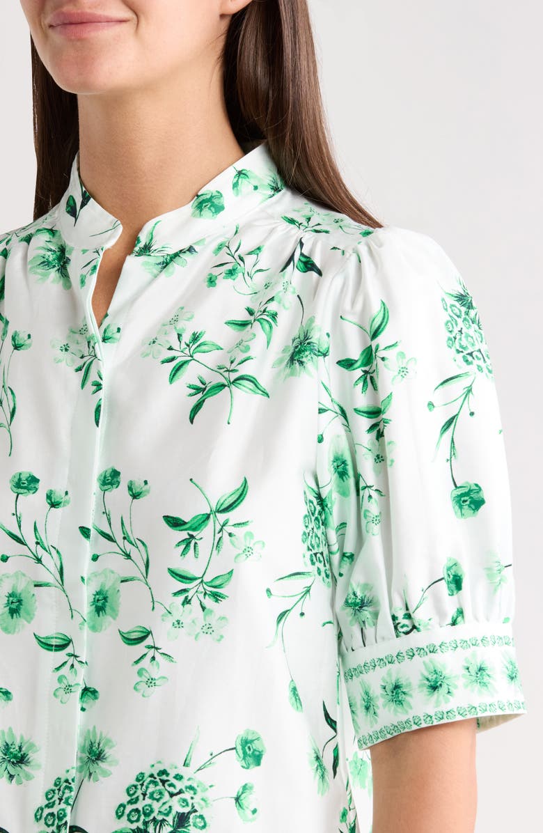 CeCe Floral Button-Up Top, Alternate, color, Vibrant Kelly