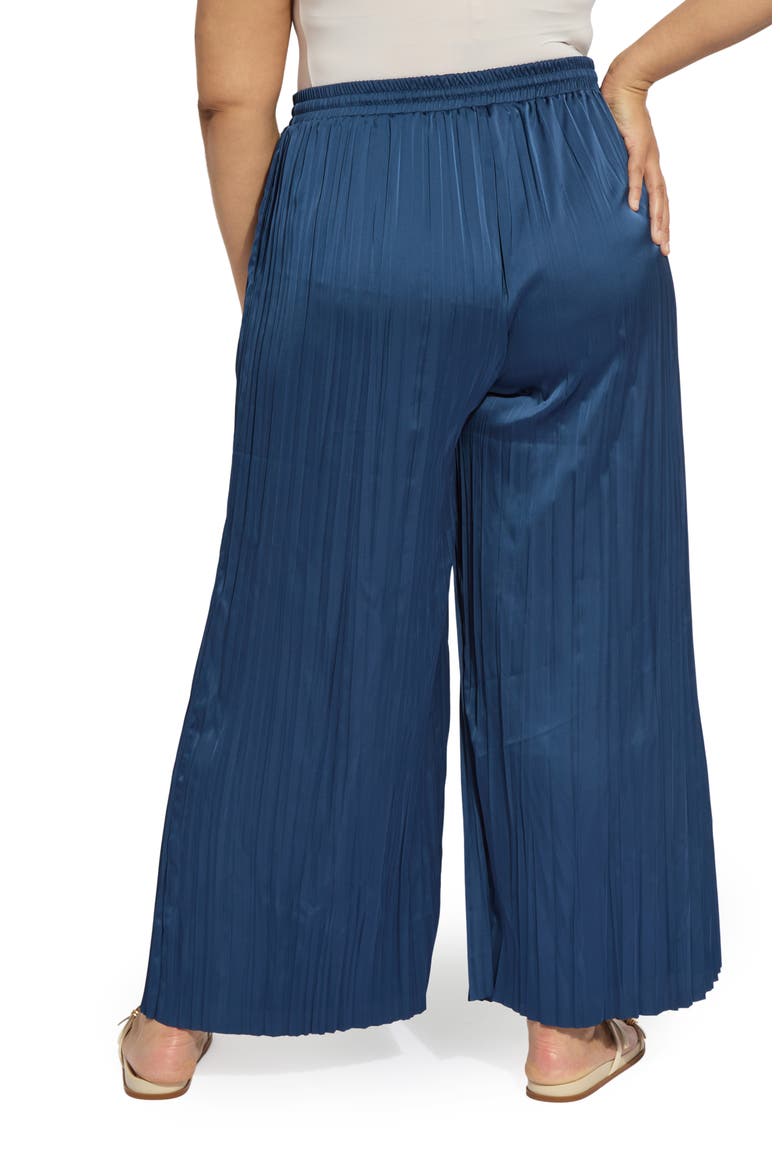 The Packable Pleated Wide Leg Satin Pants, Alternate, color, CAPRI BLUE