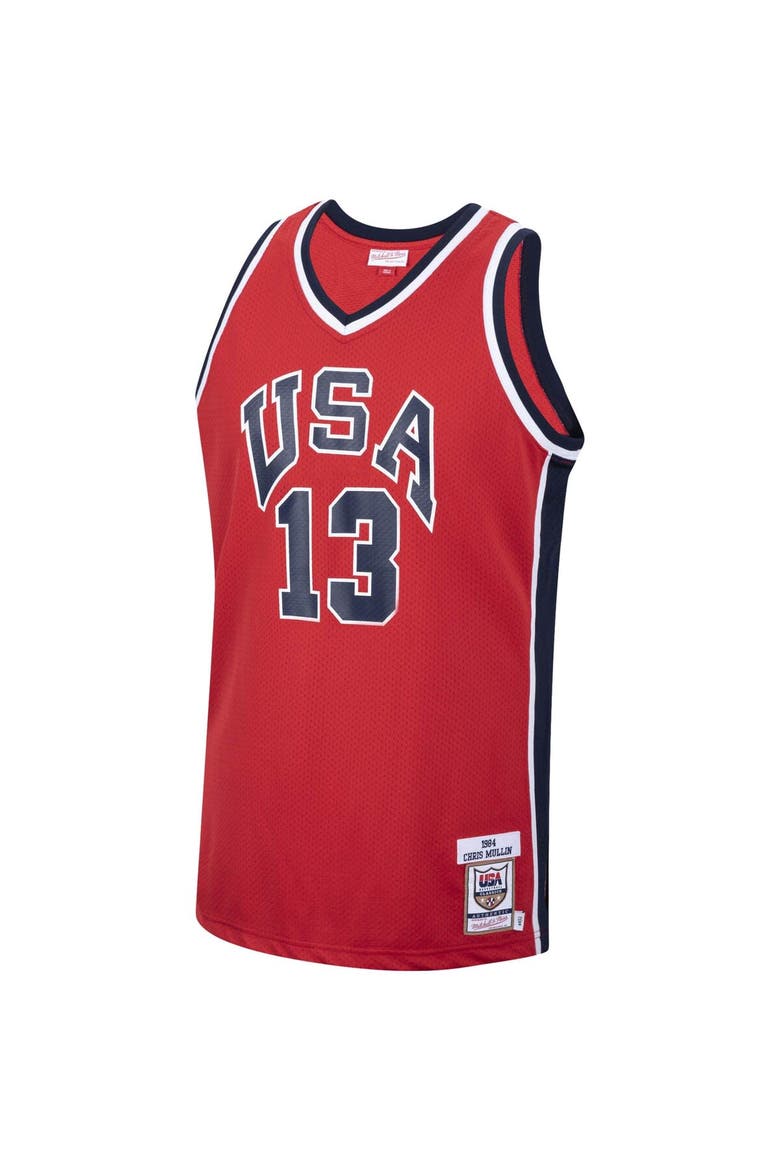 Men's Mitchell & Ness Chris Mullin Red USA Basketball 1984 Authentic Jersey, Alternate, color, Red