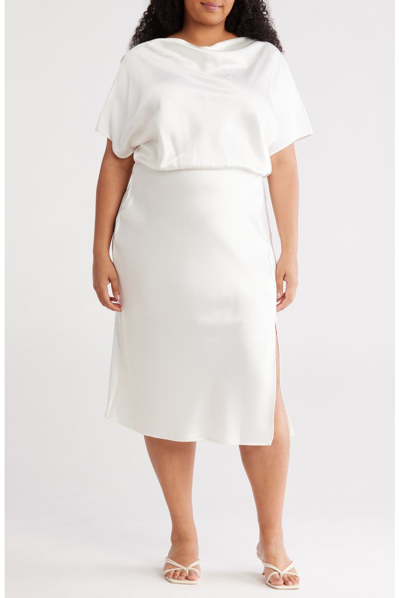 Satin Off the Shoulder Dress, Main, color, IVORY