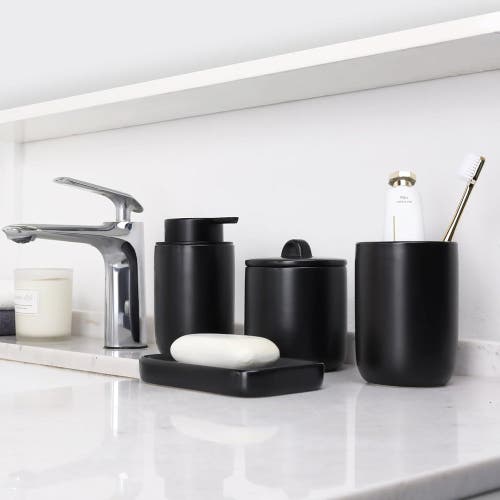Bosilunlife Matte Black 4-piece Bathroom Set Sustainable Ceramic Foam