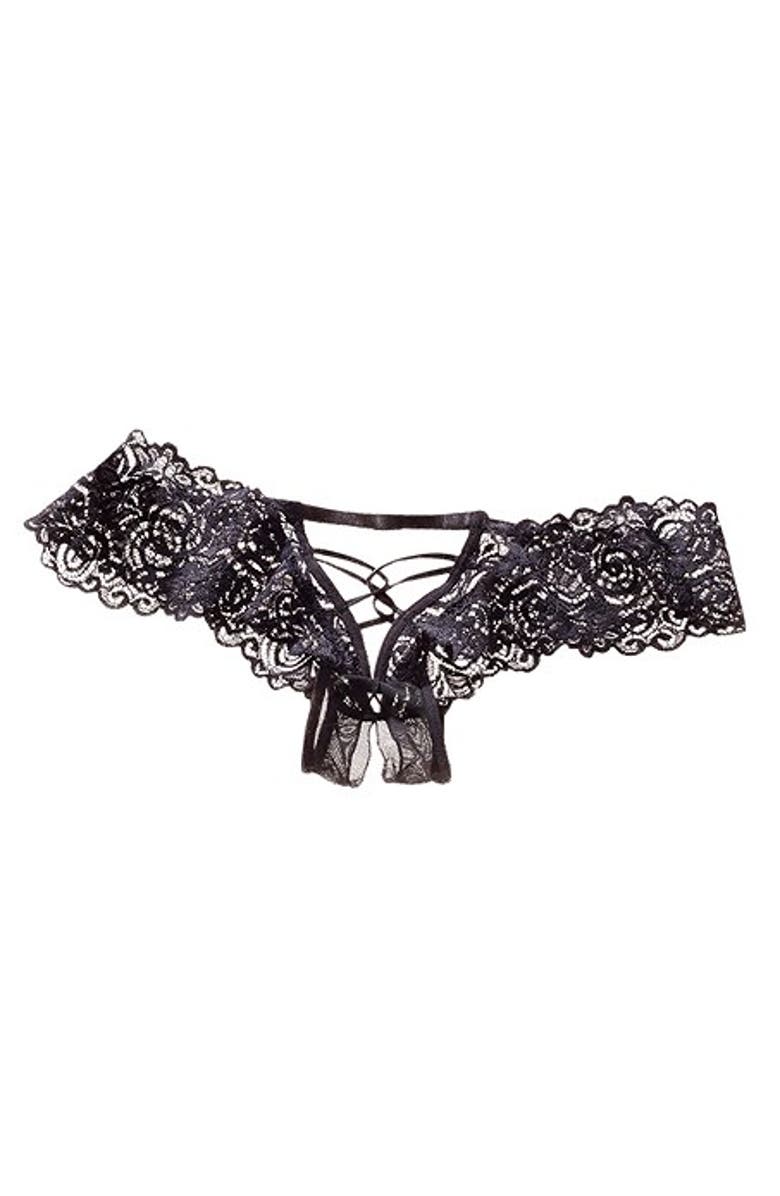 LASCANA Women's Strappy Open Thong, Main, color, Black