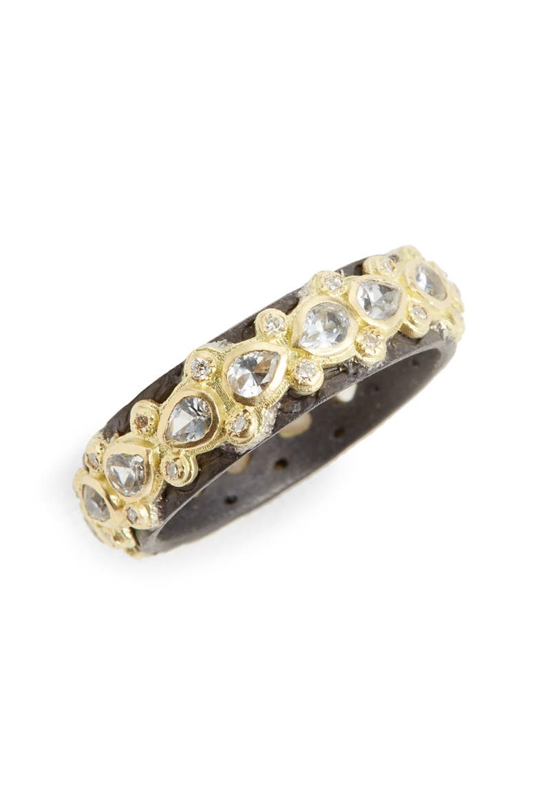 Old World Lacy Eternity Diamond & Sapphire Ring, Main, color, YELLOW GOLD/ BLACKENED SILVER