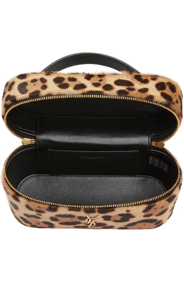Saint Laurent Gaby Leopard Print Genuine Calf Hair Vanity Bag, Alternate, color, Brown/ Noir