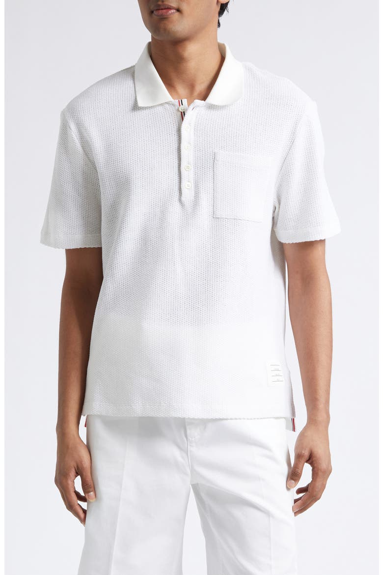 Relaxed Fit Cotton & Linen Polo, Main, color, WHITE