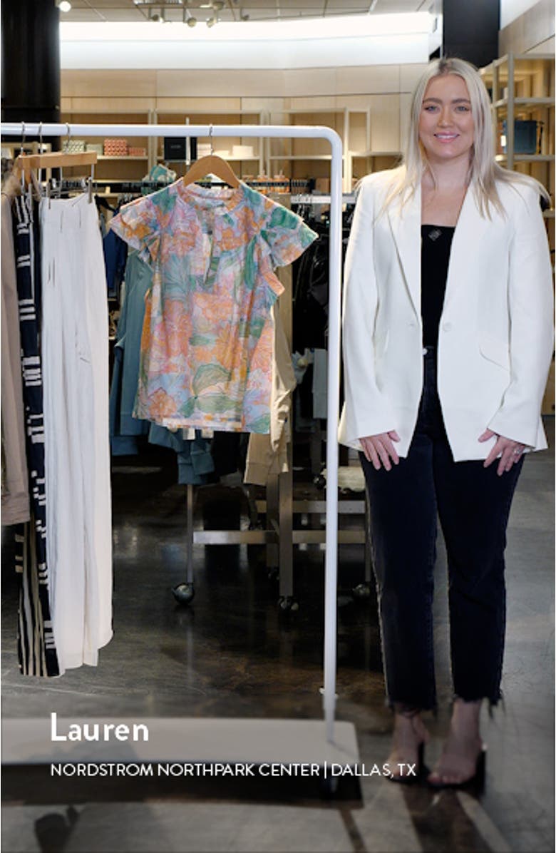 Calista Floral Flutter Sleeve Top, sales video thumbnail