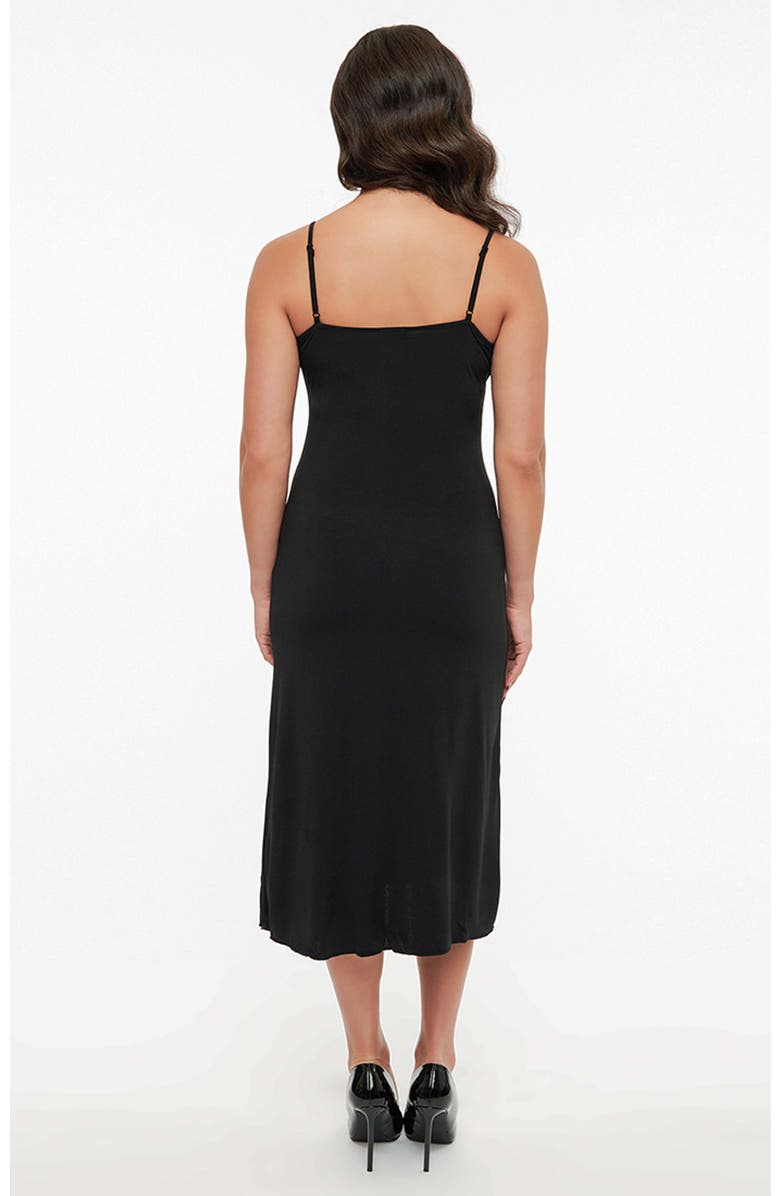 Unique Vintage Midi Length Black Stretch Slip, Alternate, color, Black