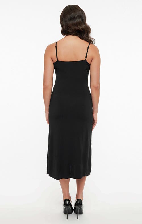 Unique Vintage Midi Length Black Stretch Slip In Black