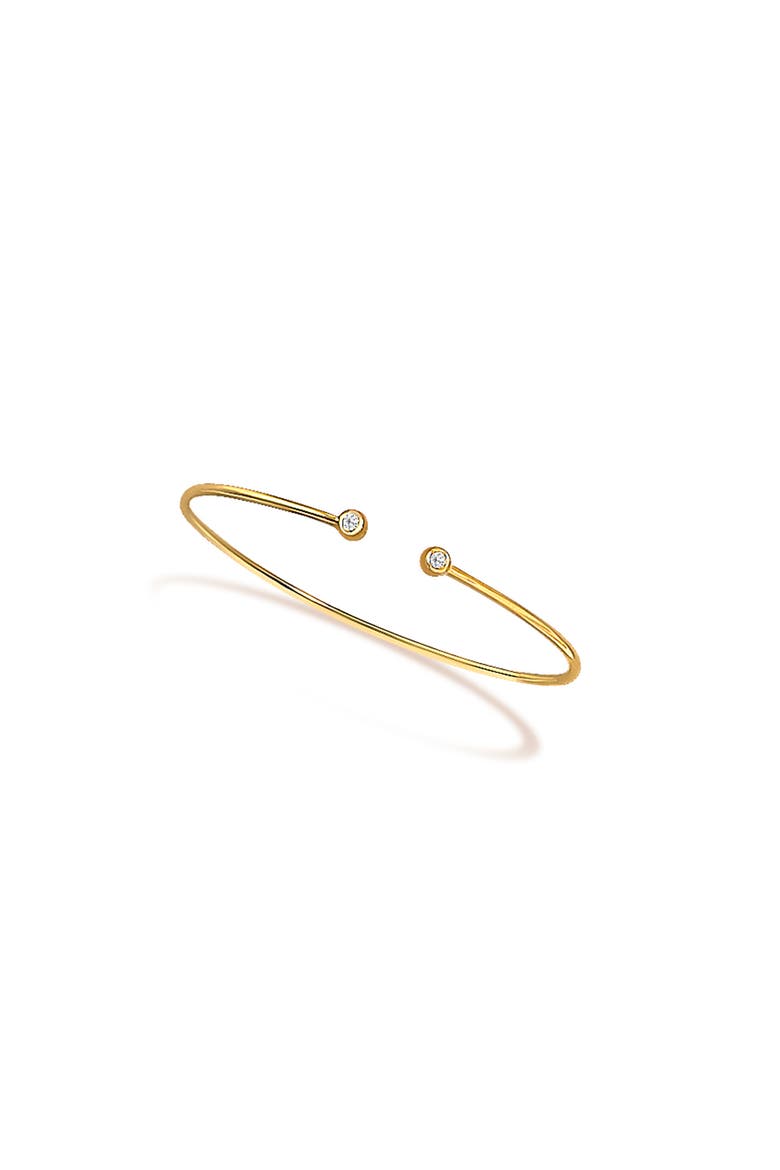 10K Yellow Gold plated Sterling Silver Lab Grown Diamond Accent Bezel Cuff Bangle Bracelet, Main, color, Yellow Gold over Silver