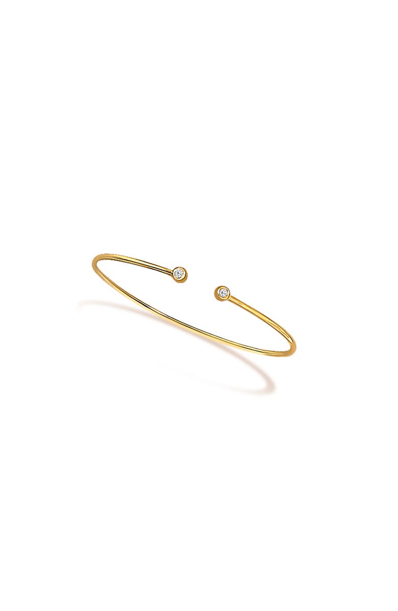 Haus of Brilliance 10K Yellow Gold plated Sterling Silver Lab Grown Diamond Accent Bezel Cuff Bangle Bracelet, Main, color, Yellow Gold Over Silver
