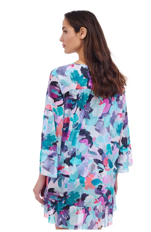 Profile By Gottex Holi Mesh Dress With Flounce In Blue Multi