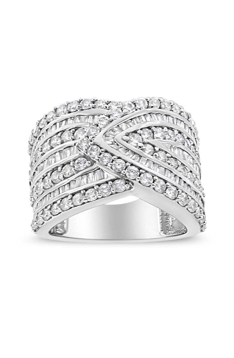 Haus of Brilliance .925 Sterling Silver 2 3/8 Cttw Diamond Multi Row Overlay Band Ring, Alternate, color, Silver