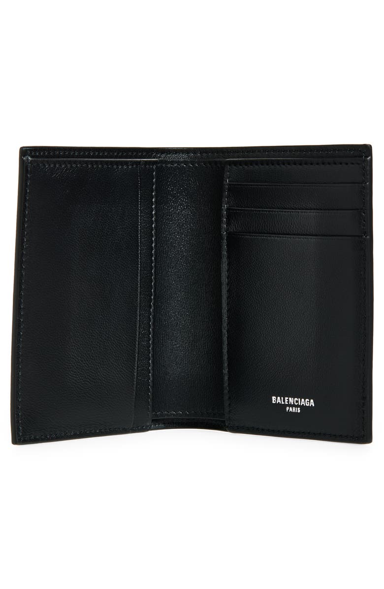 Balenciaga Passport Leather Vertical Bifold Wallet, Alternate, color, Black