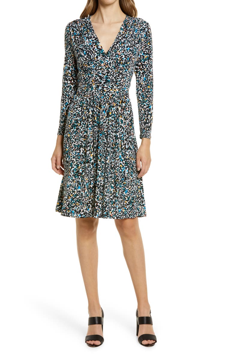Maggy London Abstract Print Long Sleeve Fit & Flare Dress, Main, color,