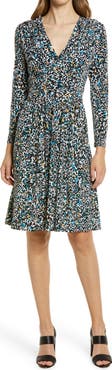 Maggy London Abstract Print Long Sleeve Fit & Flare Dress