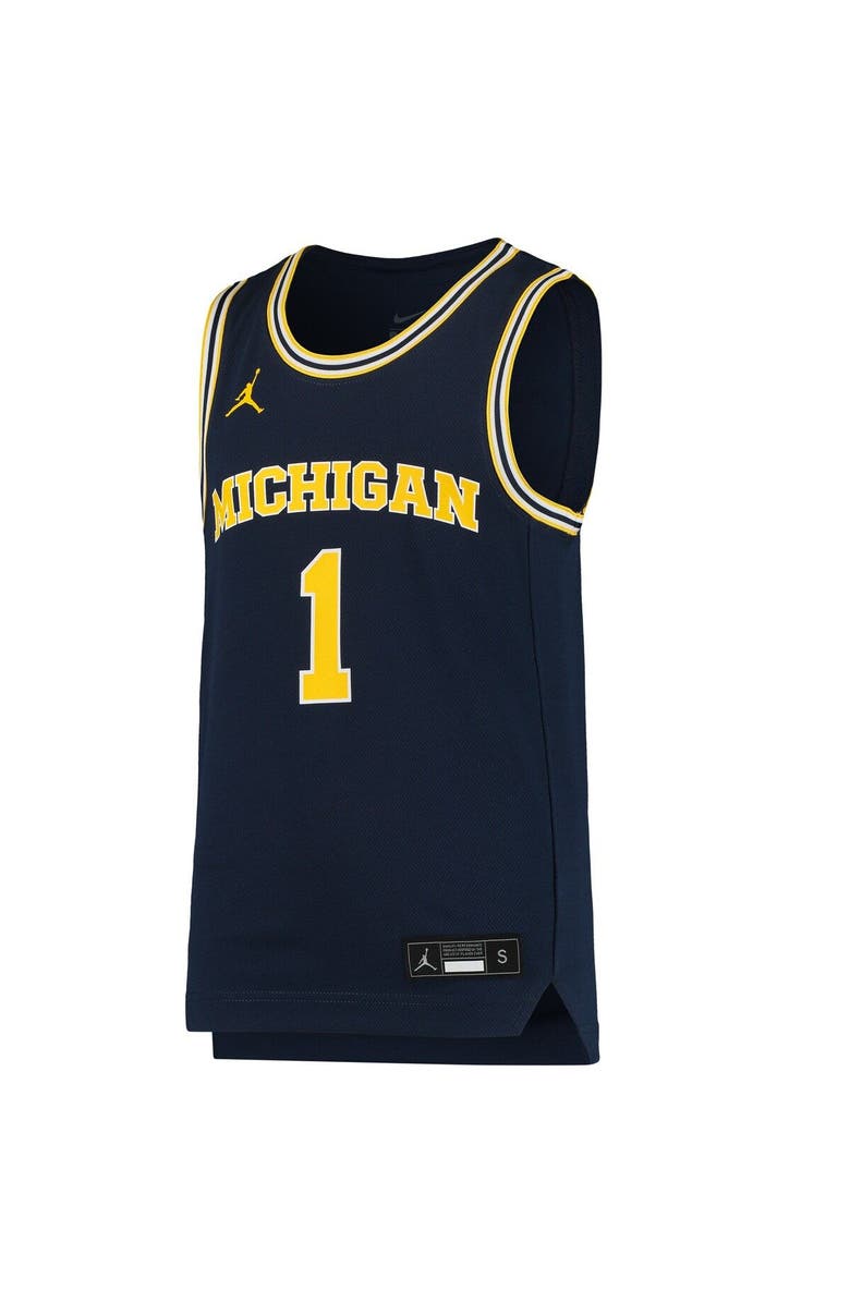 Jordan Brand Youth Jordan Brand #1 Navy Michigan Wolverines Team Replica Basketball Jersey, Alternate, color, 