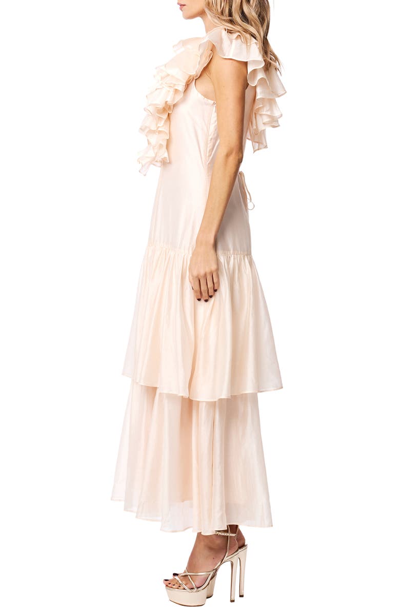 CIEBON Stelanie Flutter Sleeve Tiered Cocktail Dress, Alternate, color, Peach