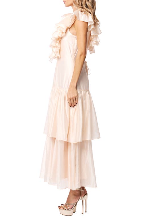 CIEBON CIEBON STELANIE FLUTTER SLEEVE TIERED COCKTAIL DRESS