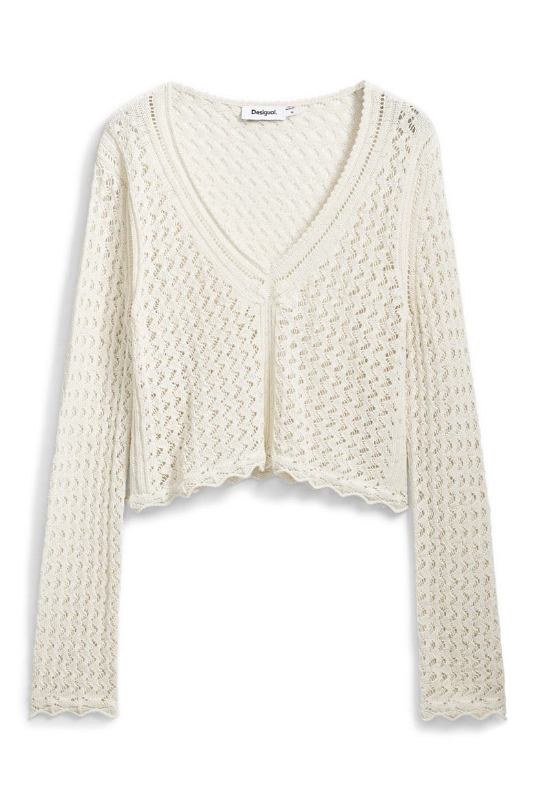 Open Stitch V-Neck Sweater, Alternate, color, IVORY