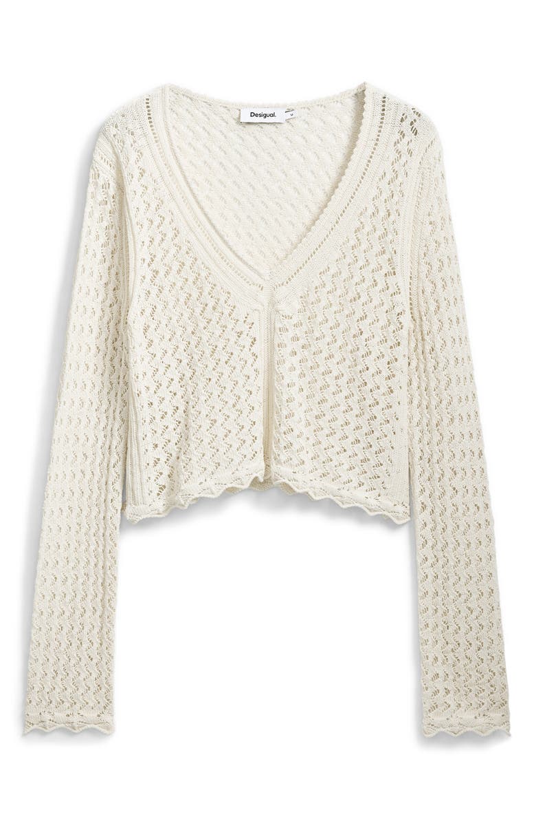 Desigual Open Stitch V-Neck Sweater, Alternate, color, Ivory