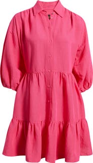 BOSS Orange Linen Blend Balloon Sleeve Dress