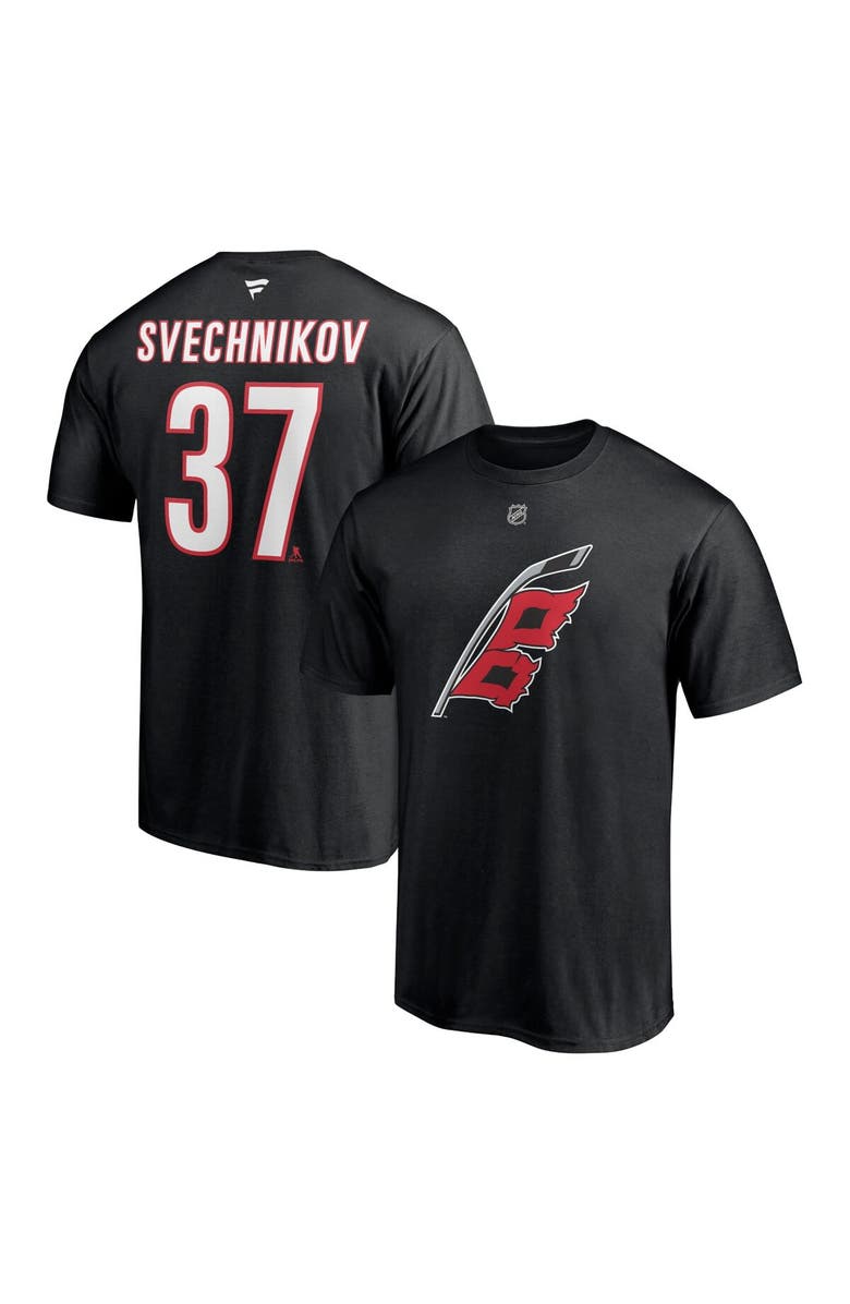 FANATICS Men's Fanatics Branded Andrei Svechnikov Black Carolina Hurricanes Alternate Authentic Stack Name & Number T-Shirt, Alternate, color, 