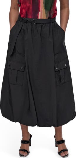 Rumpled Tech Nylon Cargo Skirt