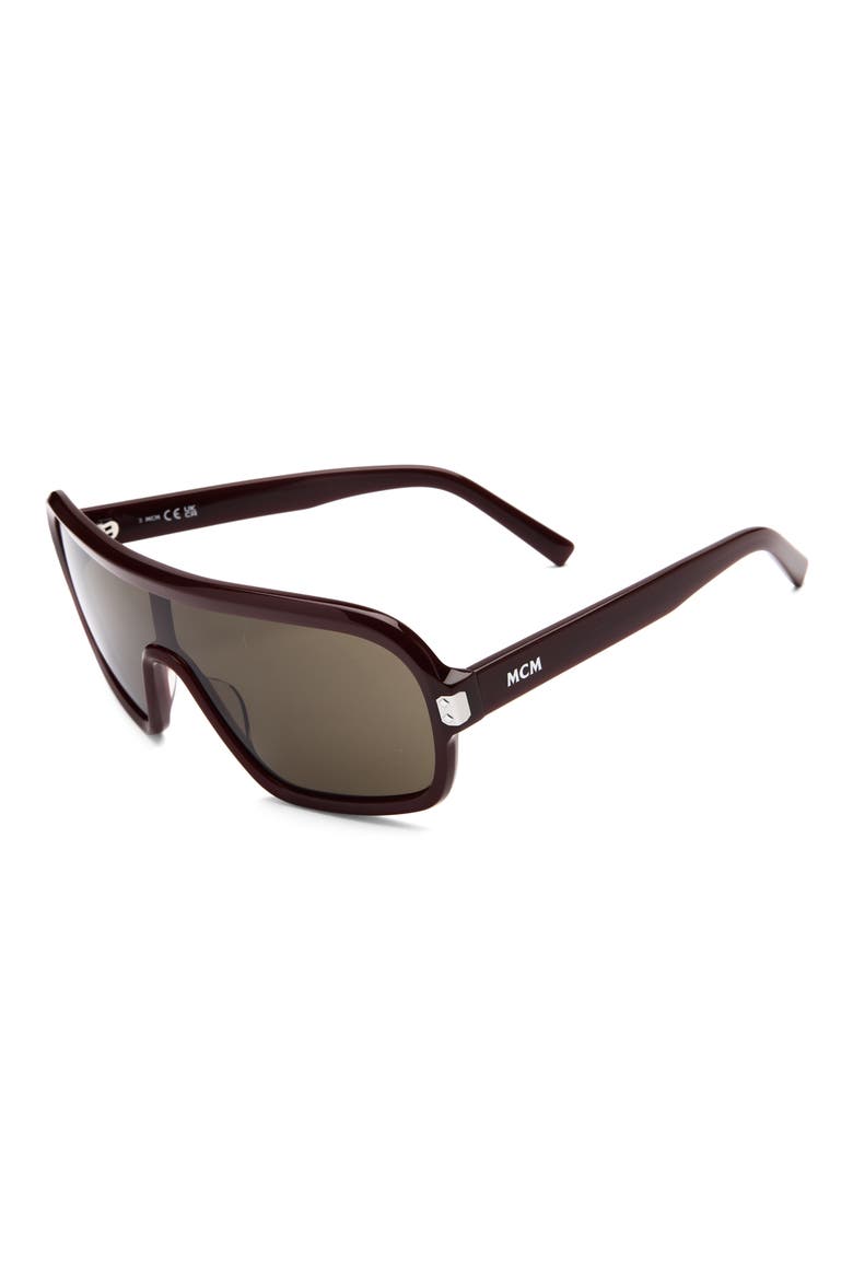 Shield Sunglasses, Alternate, color, SHINY DARK BROWN / GREEN