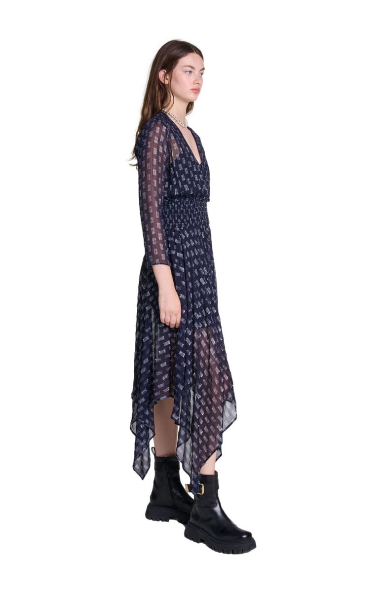 maje Asymmetrical floral maxi dress, Alternate, color, 