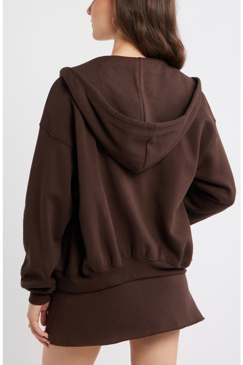 Bubble Zip Hoodie, Alternate, color, BROWN COFFEE