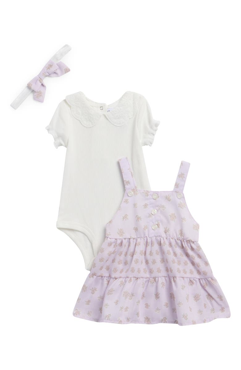 Nicole Miller Bodysuit, Dress & Headband Set, Main, color, Orchid Hush