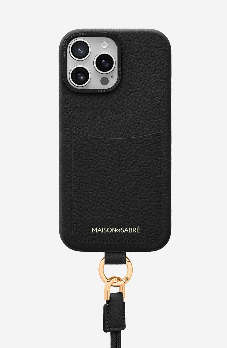 MAISON de SABRÉ Sling Phone Case, Main, color, Black Caviar