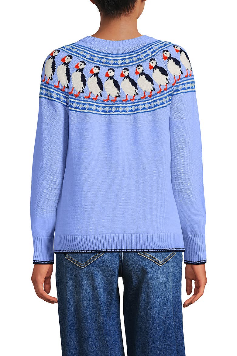 Drifter Jacquard Raglan Crew Neck Sweater, Alternate, color, Puffins/Blue