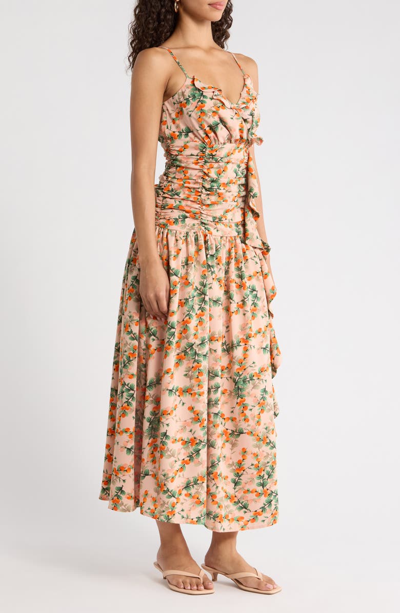 SUGARLIPS Heidi Floral Bristol Ruched Maxi Dress, Alternate, color, Orange-Multi