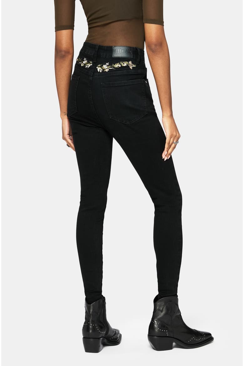 Abundance Embroidered Denim Skinny Jean, Alternate, color, Black