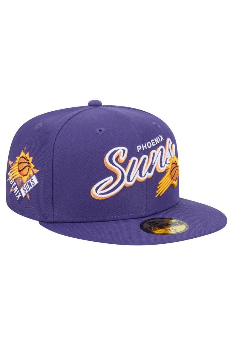 Men's New Era Purple Phoenix Suns Sport Night Script Sided 59FIFTY Fitted Hat, Main, color, Purple