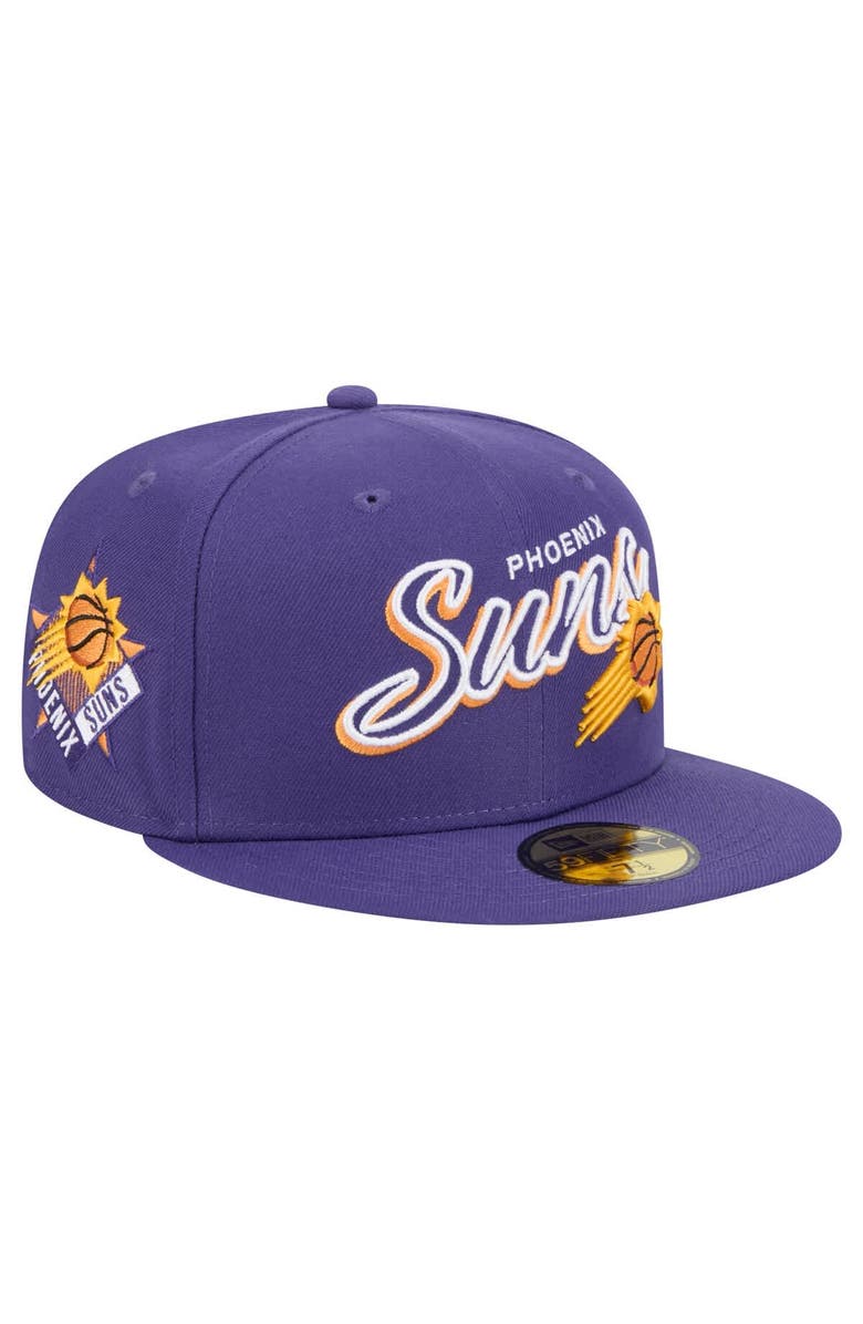 New Era Men's New Era Purple Phoenix Suns Sport Night Script Sided 59FIFTY Fitted Hat, Main, color, Purple