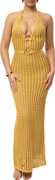 JLUXLABEL Dream Open Stitch Halter Dress