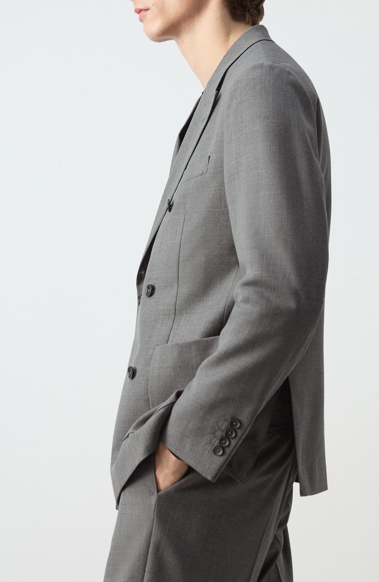MANGO Ricardo Regular Fit Double Breasted Jacket, Alternate, color, Grey