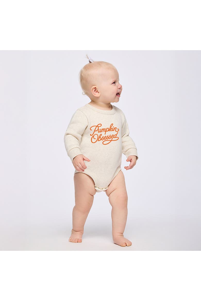 Pumpkin Obsessed Cursive Infant Fleece BodySuit, Main, color, Natural