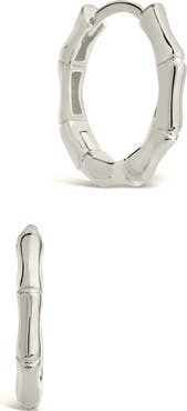 Sterling Forever Bamboo Huggie Earrings