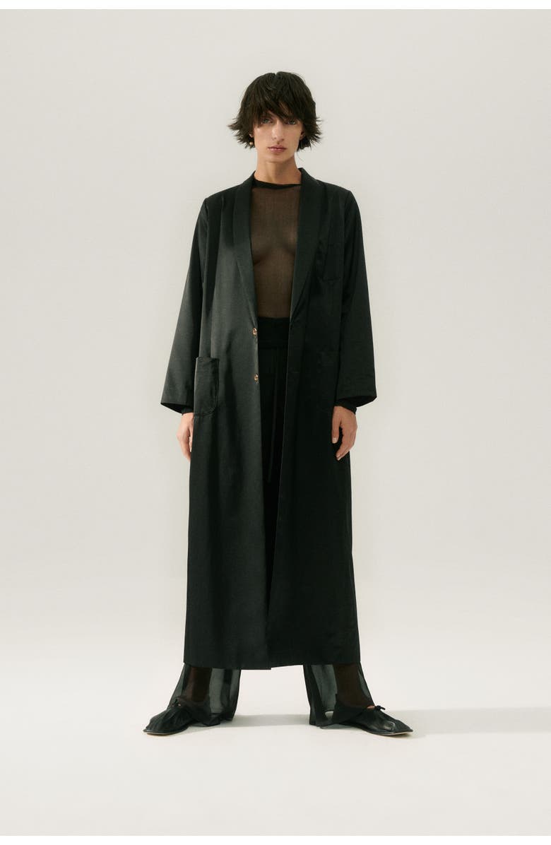 SILK LAUNDRY WEATHERPROOF LONG BLAZER BLACK, Main, color, Black