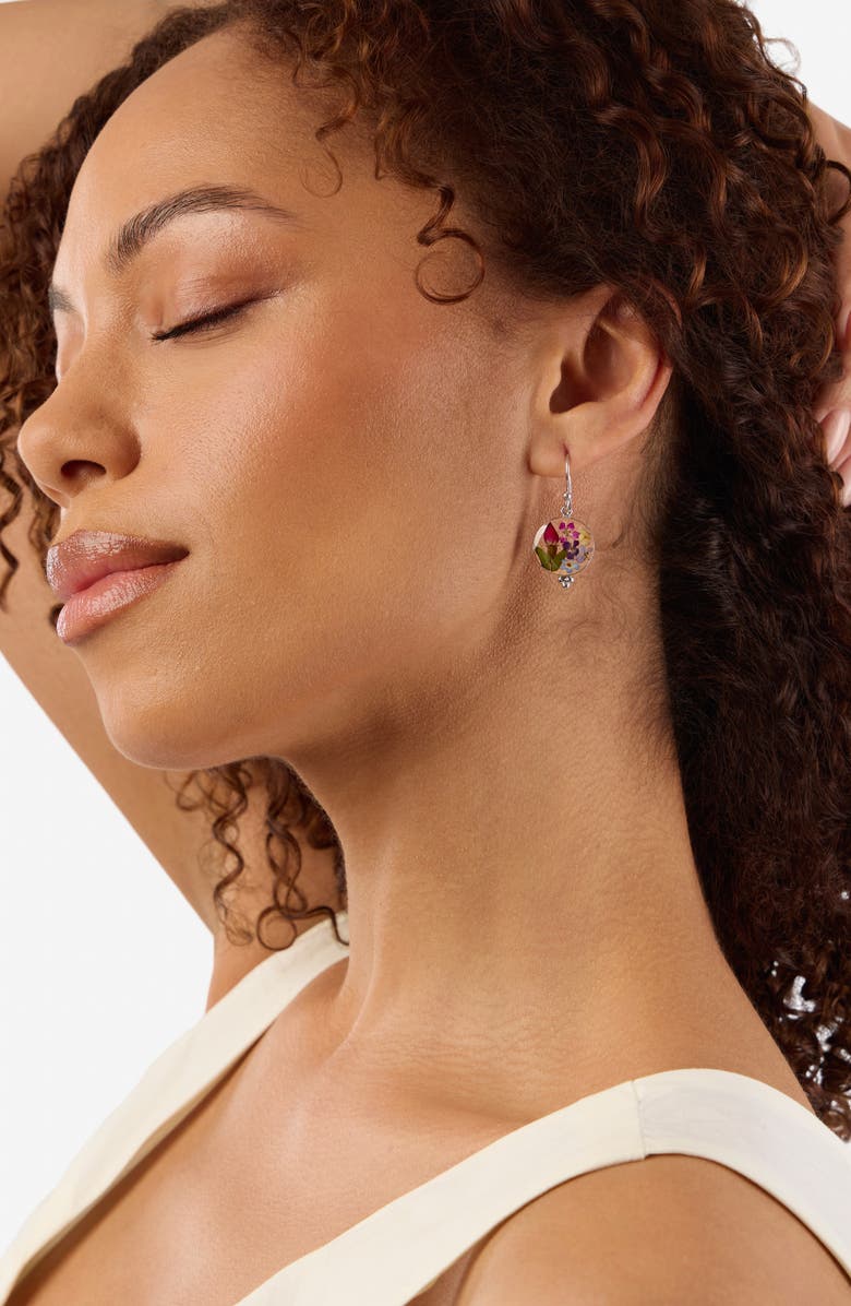 ATHRA LUXE Dried Flower Resin Drop Earrings, Alternate, color, Silver