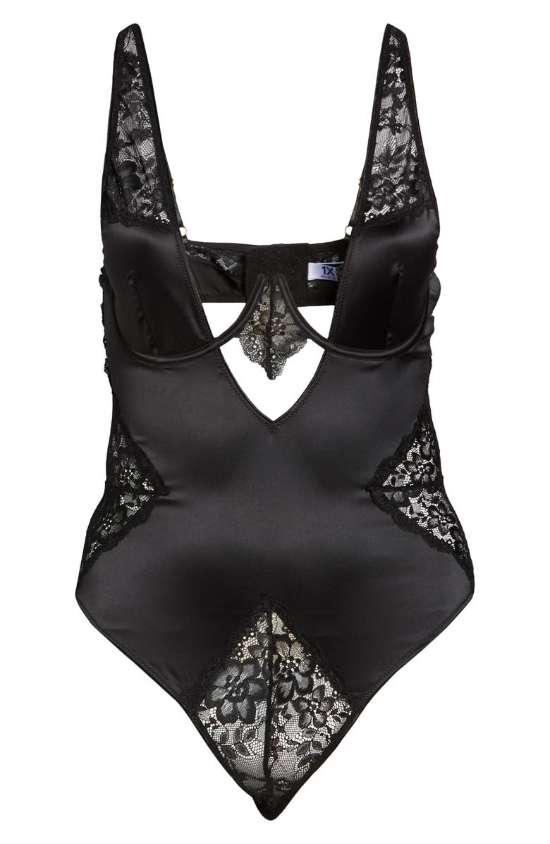 Oh La La Cheri Plunge Neck Underwire Teddy with Lace Insets, Alternate, color, 