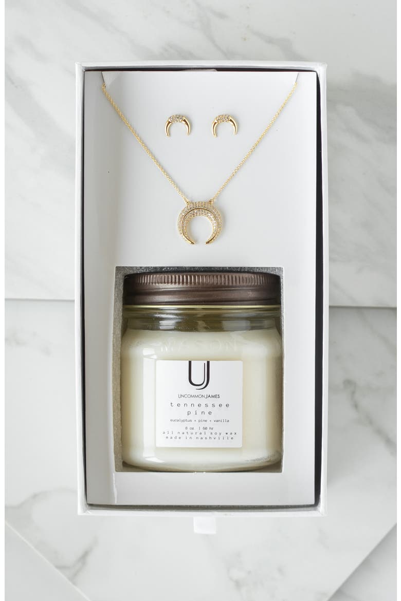 Necklace, Earrings & Tennessee Pine Candle Gift Set, Main, color, GOLD
