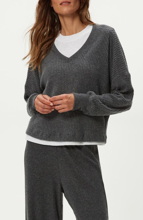 Michael Stars Salma Waffle Stitch V-neck Knit Top In Gray
